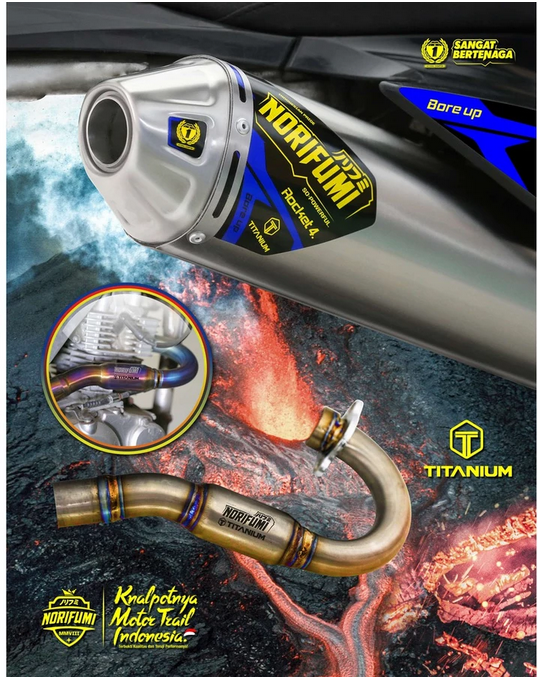 KNALPOT NORIFUMI ROCKET4 TITANIUM STANDART BOREUP KOMPETISI KLX/